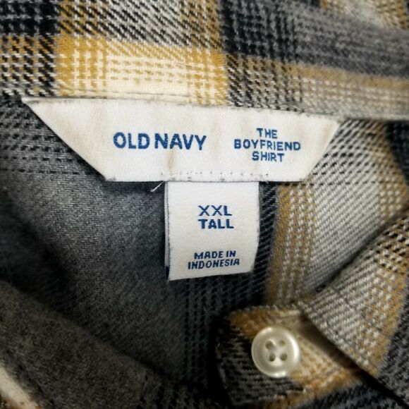 Old Navy Shirt Womens XXL Gray Plaid The BoyFriend Button Down Long Sleeve - Picture 8 of 10